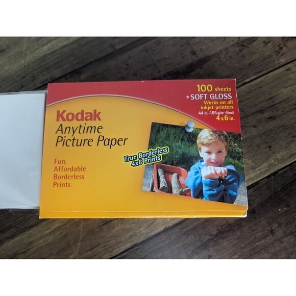 VTG 2002 Kodak Anytime Picture Paper for Inkjet Prints 2 PKS 100 Sheets 4x6” New - Picture 2 of 7